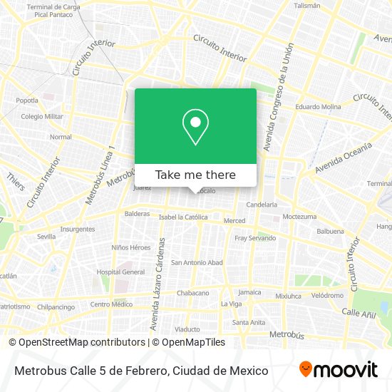 Metrobus Calle 5 de Febrero map