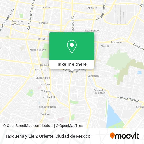 Taxqueña y Eje 2 Oriente map