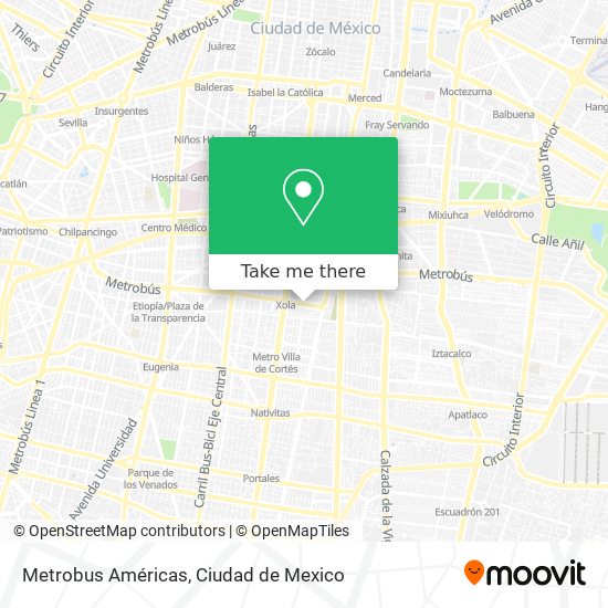Metrobus Américas map