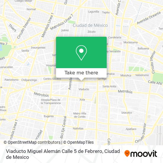 Viaducto Miguel Alemán Calle 5 de Febrero map