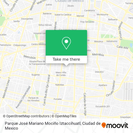 Parque José Mariano Mociño Iztaccihuatl map