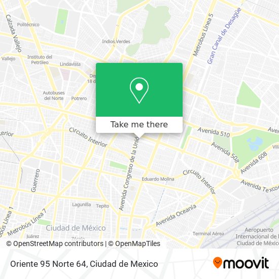 Mapa de Oriente 95 Norte 64