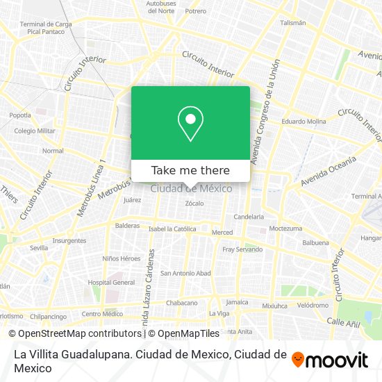 La Villita Guadalupana. Ciudad de Mexico map