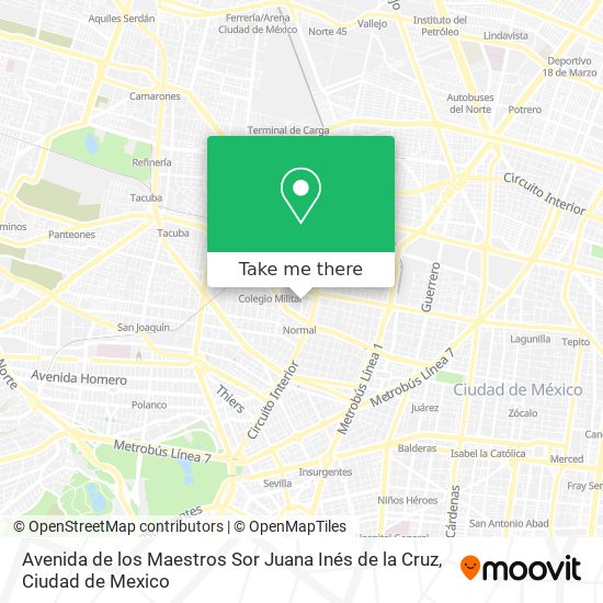 Avenida de los Maestros Sor Juana Inés de la Cruz map