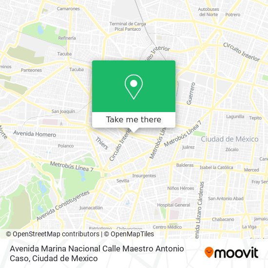 Avenida Marina Nacional Calle Maestro Antonio Caso map