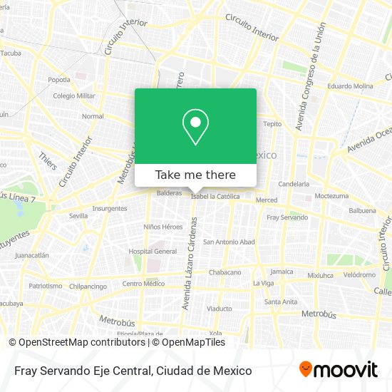 Fray Servando Eje Central map