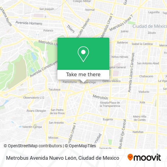 Metrobus Avenida Nuevo León map