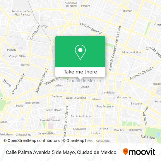 Mapa de Calle Palma Avenida 5 de Mayo