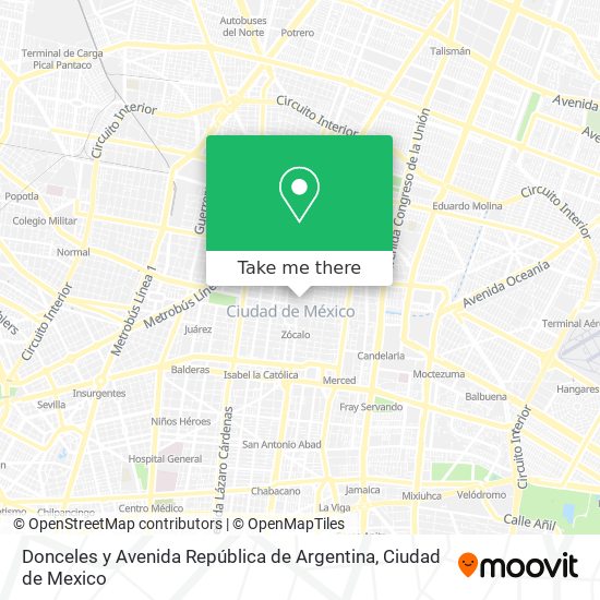 Donceles y Avenida República de Argentina map