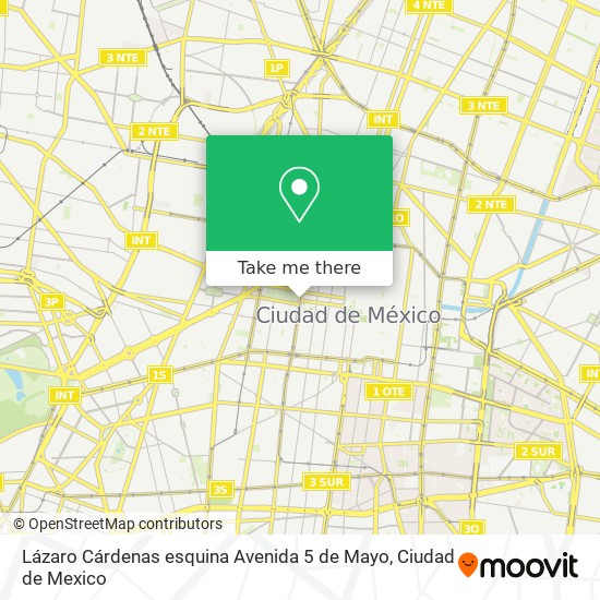 Mapa de Lázaro Cárdenas esquina Avenida 5 de Mayo