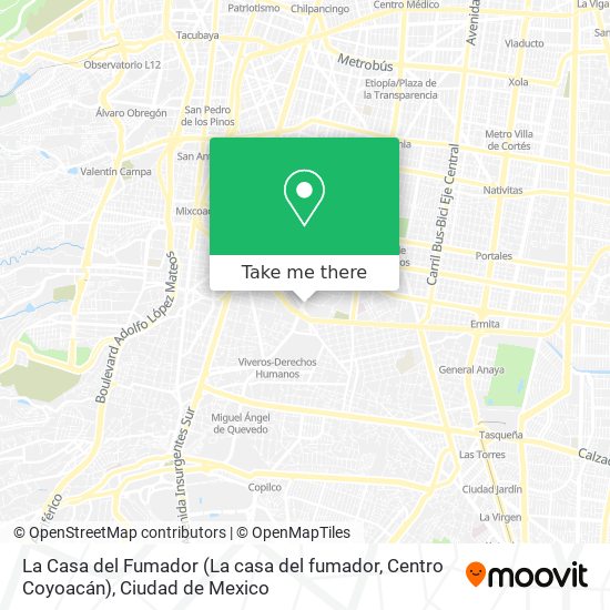 Mapa de La Casa del Fumador (La casa del fumador, Centro Coyoacán)