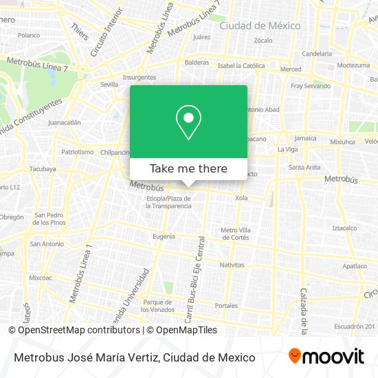 Mapa de Metrobus José María Vertiz