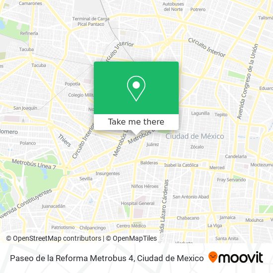 Paseo de la Reforma Metrobus 4 map