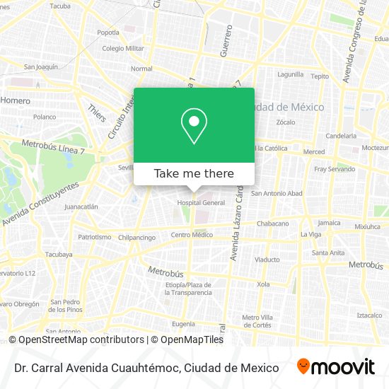 Dr. Carral Avenida Cuauhtémoc map
