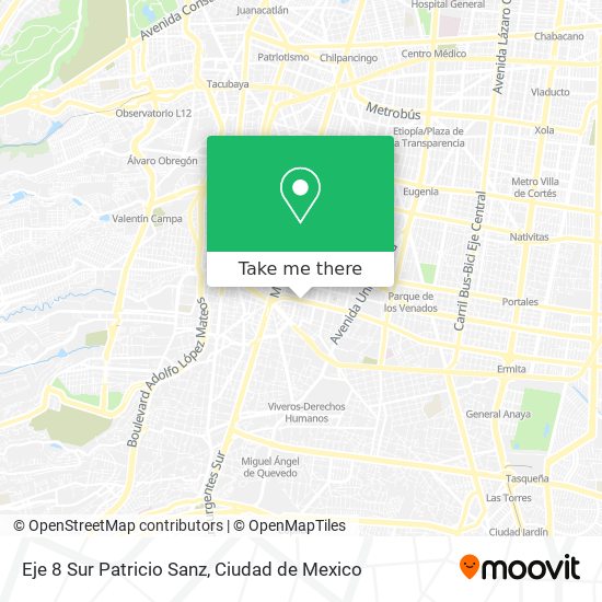 Mapa de Eje 8 Sur Patricio Sanz