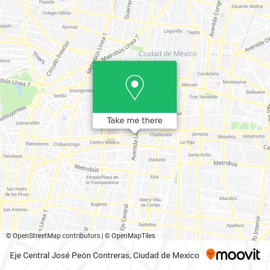 Eje Central José Peón Contreras map