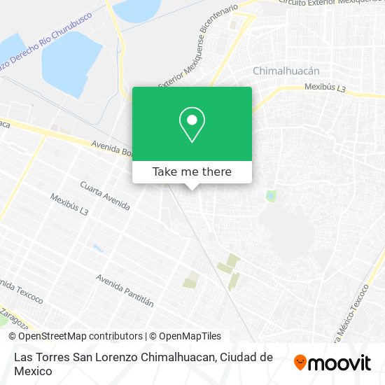 Las Torres San Lorenzo Chimalhuacan map