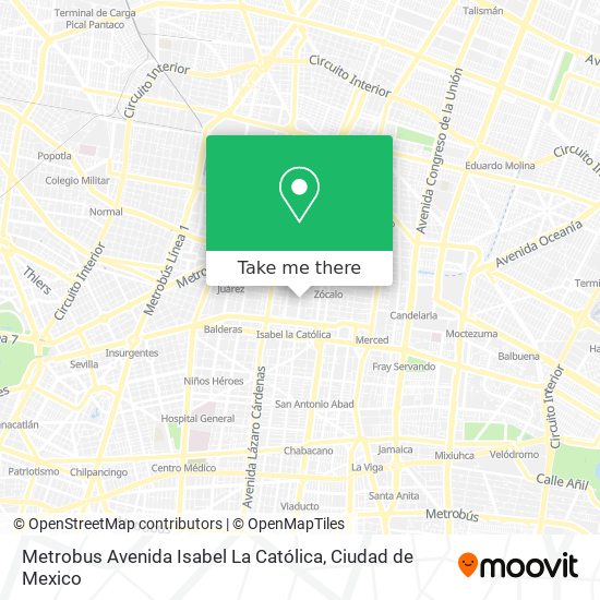 Metrobus Avenida Isabel La Católica map