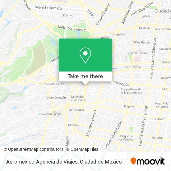 Mapa de Aeroméxico-Agencia de Viajes