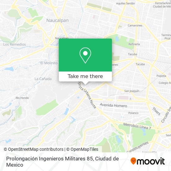Mapa de Prolongación Ingenieros Militares 85