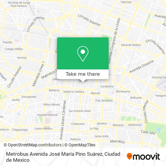 Mapa de Metrobus Avenida José María Pino Suárez