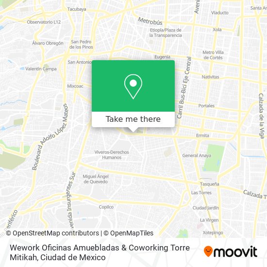 Wework Oficinas Amuebladas & Coworking Torre Mitikah map