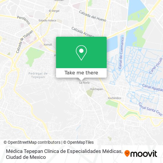 Mapa de Médica Tepepan Clínica de Especialidades Médicas