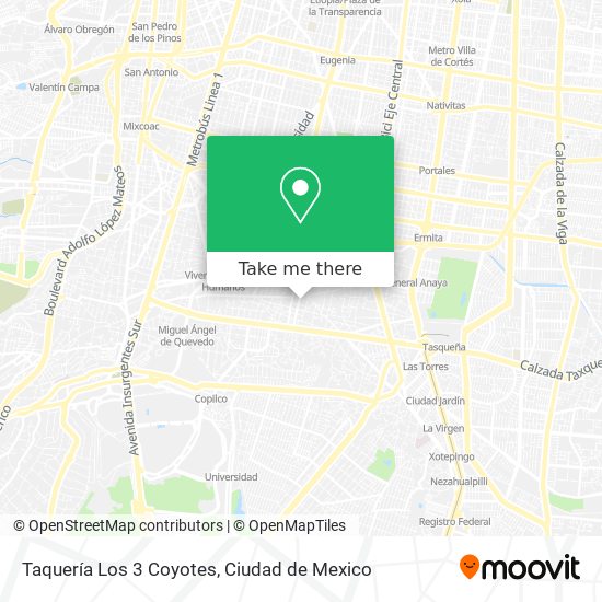 Taquería Los 3 Coyotes map