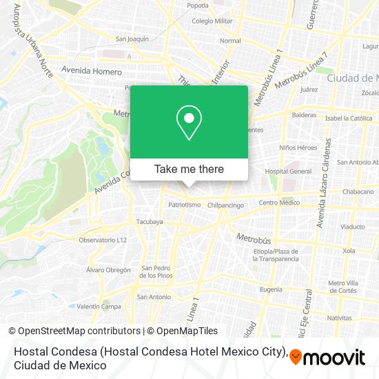 Mapa de Hostal Condesa (Hostal Condesa Hotel Mexico City)