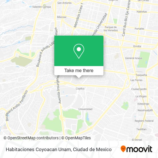 Habitaciones Coyoacan Unam map