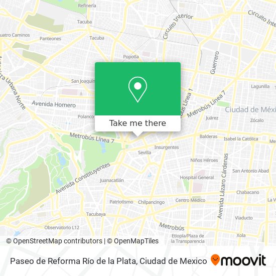 Paseo de Reforma Río de la Plata map