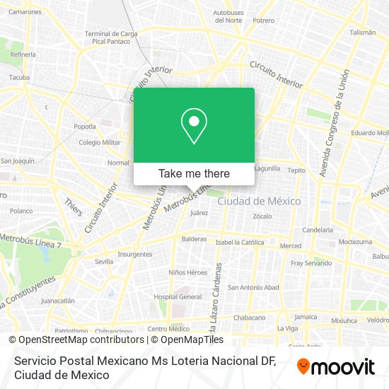 Mapa de Servicio Postal Mexicano Ms Loteria Nacional DF