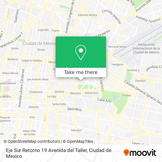 Mapa de Eje Sur Retorno 19 Avenida del Taller