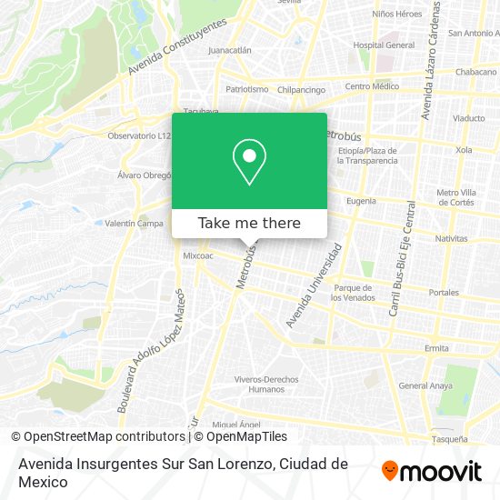 Avenida Insurgentes Sur San Lorenzo map
