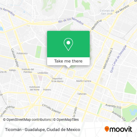 Ticomán - Guadalupe map