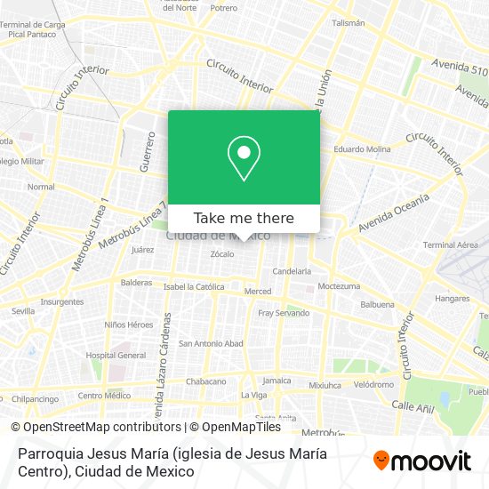 Mapa de Parroquia Jesus María (iglesia de Jesus María Centro)