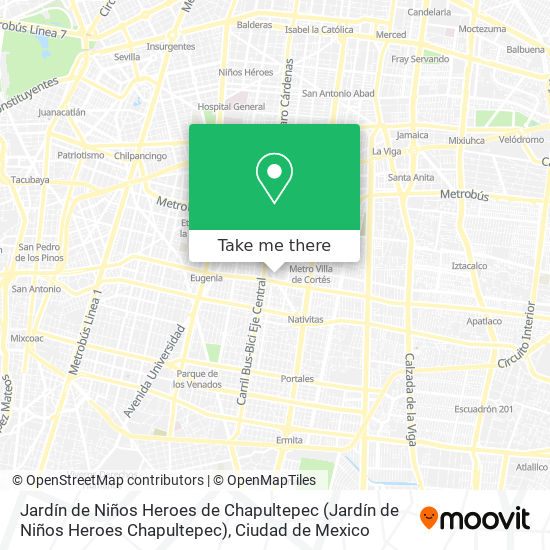 Mapa de Jardín de Niños Heroes de Chapultepec