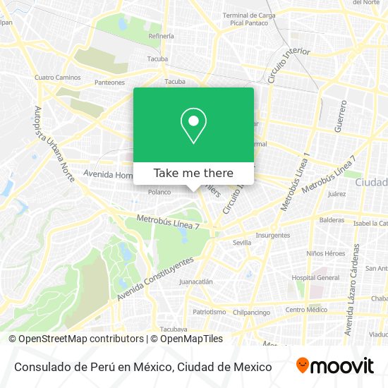 Consulado de Perú en México map