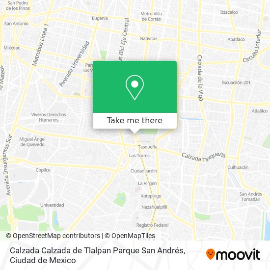 Calzada Calzada de Tlalpan Parque San Andrés map