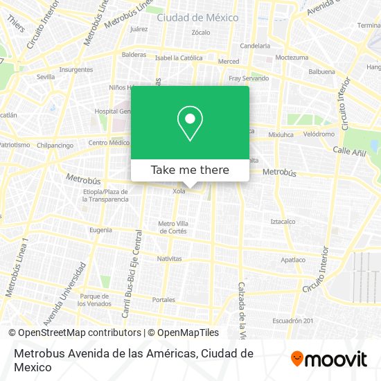 Mapa de Metrobus Avenida de las Américas