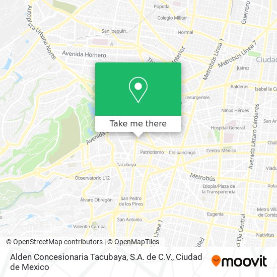 Alden Concesionaria Tacubaya, S.A. de C.V. map