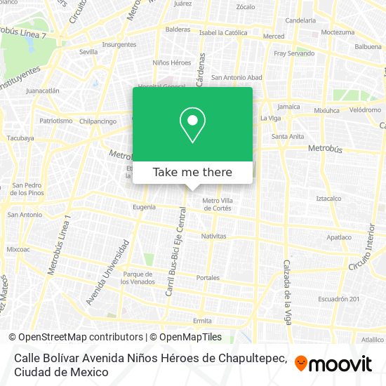 Calle Bolívar Avenida Niños Héroes de Chapultepec map