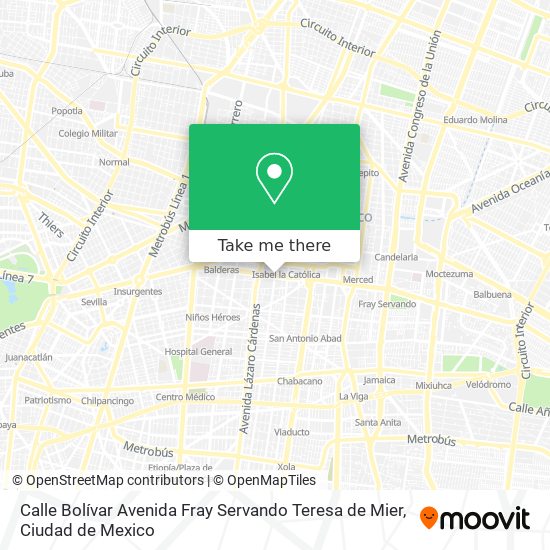 Calle Bolívar Avenida Fray Servando Teresa de Mier map