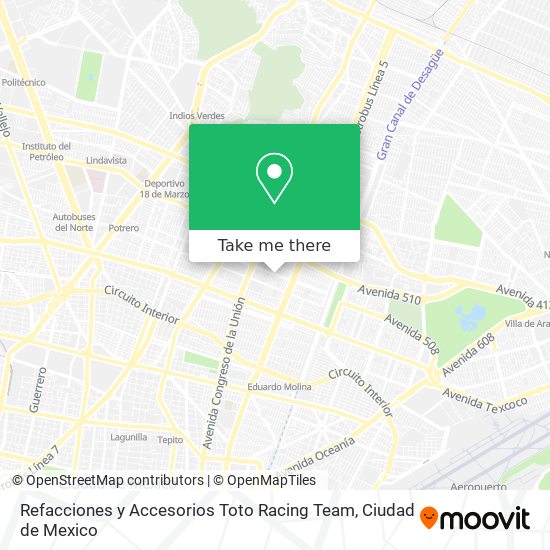 Mapa de Refacciones y Accesorios Toto Racing Team