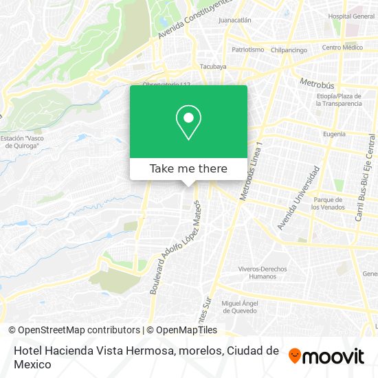 Hotel Hacienda Vista Hermosa, morelos map