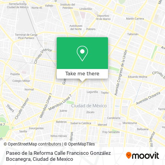 Paseo de la Reforma Calle Francisco González Bocanegra map