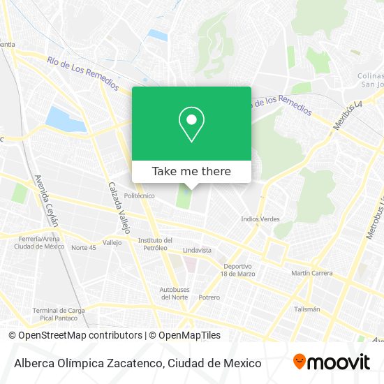Mapa de Alberca Olímpica Zacatenco