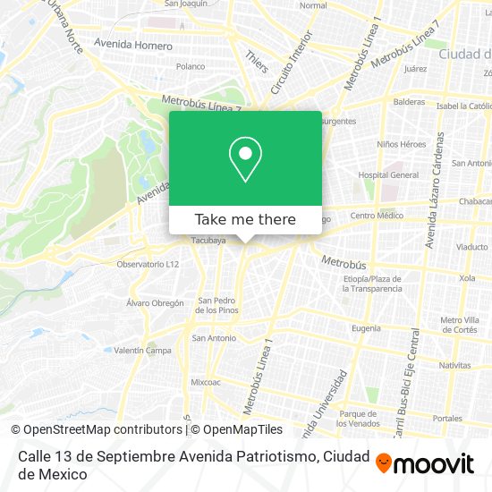 Mapa de Calle 13 de Septiembre Avenida Patriotismo