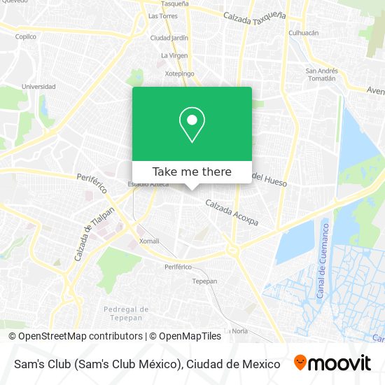 How to get to Sam's Club in Alvaro Obregón by Bus, Metro or Train?