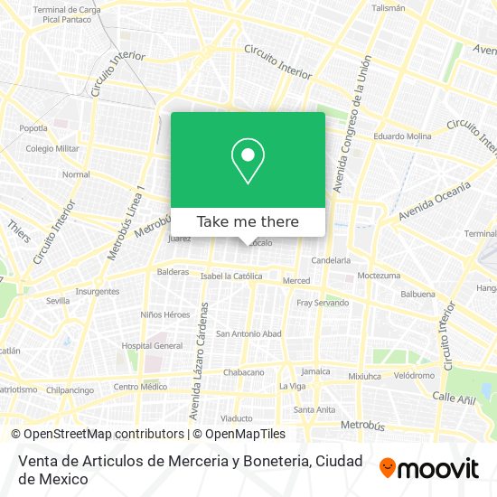 Mapa de Venta de Articulos de Merceria y Boneteria